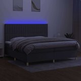  Box spring postelja z vzmetnico LED temno siva 200x200 cm blago, (20930293) | Shoptok.si
