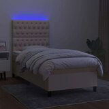  Krevet box spring s madracem LED krem 90x200 cm od tkanine | shoptok.hr