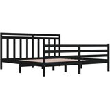  Posteljni okvir črn iz trdnega lesa 200x200 cm, (20684846) | Shoptok.si