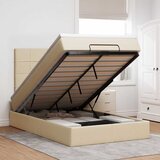 Otomanski okvir kreveta s madraca krem 120x190 cm od tkanine | shoptok.hr