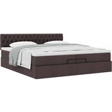 vidaXL Otomanski posteljni okvir z vzmetnico temno rjava 200x200 cm, (21670853) | Shoptok.si