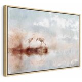  Slika - Cranes in the Morning (1 Part) Wide 60x40 U prirodnom drvenom okviru | shoptok.hr