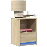 vidaXL Nočna omarica z LED lučkami sonoma hrast inženirski les | Shoptok.si