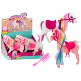  Figurica konja sa šarenom grivom, sedlo, četka, bijelo ružičasta | shoptok.hr
