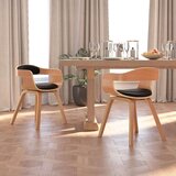  Jedilni stol 2 kosa črn ukrivljen les in umetno usnje, (20944882) | Shoptok.si