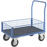 eurokraft pro ploski voziček, s 4 mrežastimi stranicami polovične višine, dxš 1050 x 700 mm, kolesa z zračnicami Cene