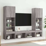  5-dijelni zidni TV elementi s LED svjetlima boja sivog hrasta | shoptok.hr