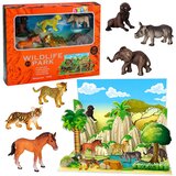 WILD Animals Figures Set Leopard Tiger Elephant Horse Park 3D Board Cene