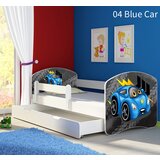  Dječji krevet ACMA s motivom, bočna bijela + ladica 180x80 cm 04-blue-car | shoptok.hr