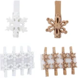 Set od 8 božićnih ukrasnih kvačica, bijela boja – 3 x 3 cm