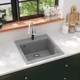 vidaXL enojno kuhinjsko pomivalno korito iz granita sivo | Shoptok.si