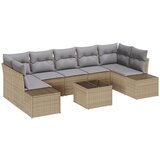 vidaXL 8-delni Vrtni Kavč Set z Blazinami Bež Poli Ratan, (22091414) | Shoptok.si