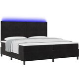 vidaXL Box Spring Ležišče z Mattresom & LED Črna 200x200 cm Žamet, (22081207) | Shoptok.si