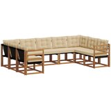  Set vanjskih sofa 9 pcs Prirodna i bež Čvrsto drvo akacije | shoptok.hr