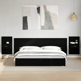  The Living Store Posteljno vzglavje z omaricami črno 240 cm inženirski les - Posteljno Vzglavje Z Omarico, (21495984) | Shoptok.si
