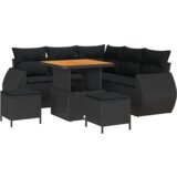 8-dijelna Vrtna Sofa Seta s Jastučićima Crna Poly Rattan Akacija | shoptok.hr
