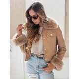 DStreet Kurtka skórzana damska z futerkiem kamelowa | Shoptok.si