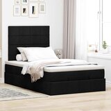 vidaXL Otomanski posteljni okvir z vzmetnico črn 120x200 cm blago | Shoptok.si