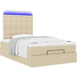 vidaXL Otomanski posteljni okvir z vzmetnico krem 120x200 cm blago | Shoptok.si