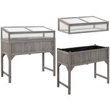 vidaXL povišena gredica sa staklenikom 110 x 54 x 120 cm od jelovine | shoptok.hr