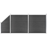 vidaXL komplet ograjnih panelov wpc 446x(105-186) cm črn | Shoptok.si