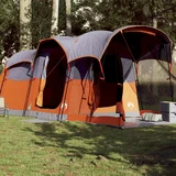 vidaXL Šotor za kampiranje za 8 oseb siv in oranžen vodoodporen