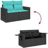  Vrtna garnitura - 6-dijelni set vrtnih sofa s jastucima crni od poliratana - Crna sa spremištem 1 | shoptok.hr