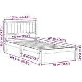vidaXL krevetni okvir s tapiciranim uzglavljem tamno siva 100 x 200 cm | shoptok.hr