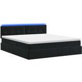  LED krevet za pohranu s madracem Crna 160 x 200 cm Baršun | shoptok.hr