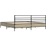  Posteljni okvir sonoma hrast 200x200 cm inž. les in kovina | Shoptok.si