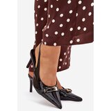 Boto Lacquered High Heels With Gold Buckle Black Vivae | Eponuda.ba