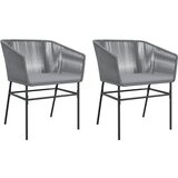 Maison Chic Vrtni stoli - Stol za vrt 2 kosa z blazinami siv poli ratan JS1403, (21878993) | Shoptok.si