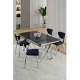 Hanah home trpezarijski set Raja, sto i 4 stolice, ploča u dekoru crnog mermera, hromirane noge, antracit tkanina Babyface | Eponuda.com