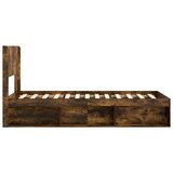  Okvir za krevet s pohranom i uzglavljem Dimljeni hrast - Dimljeni hrast 100 x 200 cm | shoptok.hr