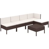 Maison Chic Seti vrtnega pohištva - Vrtna garnitura - Vrtni pohištvo set 6-delna z blazinami poli ratan rjava, (21803824) | Shoptok.si