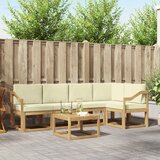  Set vanjskih sofa 6 kom. Bijela i krem Čvrsto drvo akacije | shoptok.hr