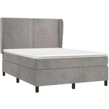  Krevet s oprugama i madracem svjetlosivi 140x190 cm baršunasti | shoptok.hr