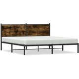 vidaXL Kovinski posteljni okvir z vzglavjem dimljen hrast 180x200 cm Cene