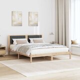  Krevetni okvir s tapiciranim uzglavljem Tamno siva 150 x 200 cm Smeđa | Shoptok.si