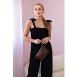 Kesi Strappy jumpsuit with ruffle top in black Cene