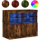 Maison Chic Komoda - Predalnik z LED lučkami dimljen hrast 81x37x67 cm, (21719133) | Shoptok.si