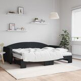  The Living Store Izvlečna dnevna postelja z vzmetnico črna 80x200 cm blago - Izvlečna Dnevna Postelja, (21498165) | Shoptok.si