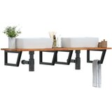  Zidna polica za Lavabo - Umivaonik od čelika i masivnog bagremovog drva - tamno smeđa i crna 120 x 50 x 2 cm 1 Trapez | shoptok.hr