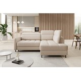 ELTAP Bež žametna raztegljiva/s prostorom za shranjevanje kotna sedežna garnitura (desni kot/v obliki črke L) Barea – | Shoptok.si