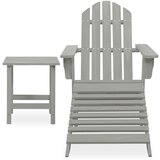 Maison Chic Vrtni Stoli - Stol za vrt Adirondack z naslonom za noge in mizo les jelke siv JS609, (21878597) Cene