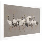  Plakat - Crane Dance - light bird silhouettes on a warm-gray textured background 90x60 Bez okvira s margom | shoptok.hr