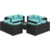  9-dijelna vrtna garnitura od poliratana s jastucima crna | shoptok.hr