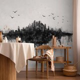  Foto tapeta - Big city - abstract city skyline in black watercolour style 250x175 Vodootporna | shoptok.hr