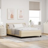 Box Postelja z vzmetnico z vzmetnico krema 200 x 140 cm Poliester, (5000142094) | Shoptok.si