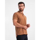 Ombre Men's BASIC single color pique knit polo shirt - brown | ePonuda.com